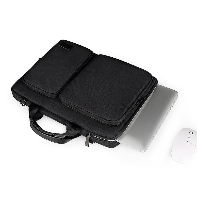 Sac antichoc pour ordinateur portable à bandoulière de style moderne et élégant de couleur noire