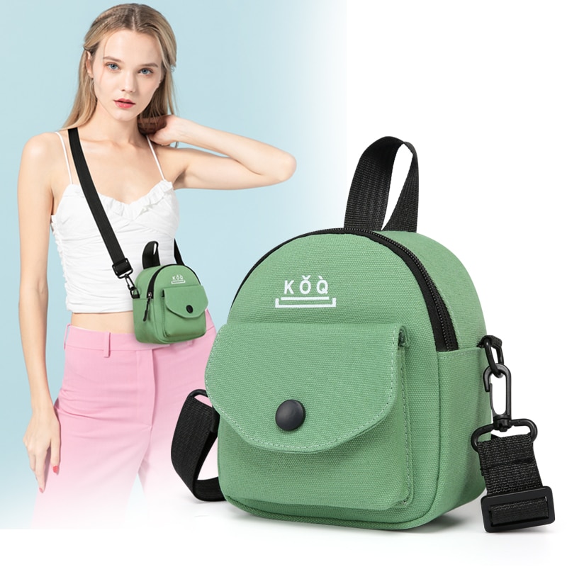 Petit sac en toile mignon de couleur verte pour femme