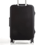 Protection Valise Noire en Tissu Élastique sur une valise sur fond blanc
